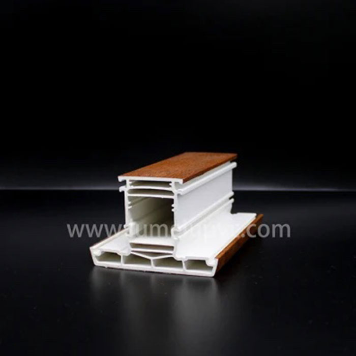 China Factory 70mm Holzfarbe PVC-Profil mit laminiertem