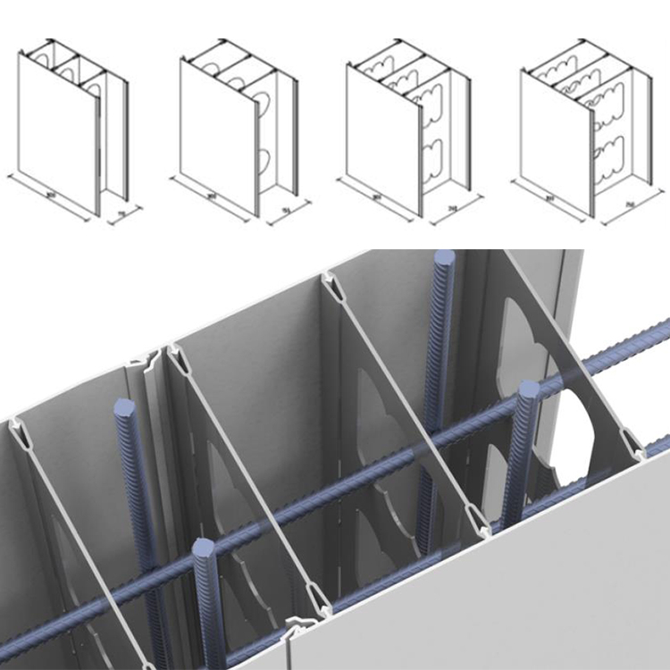 Faltbare PVC-Schalungsprofile für dauerhafte Betonwandsysteme